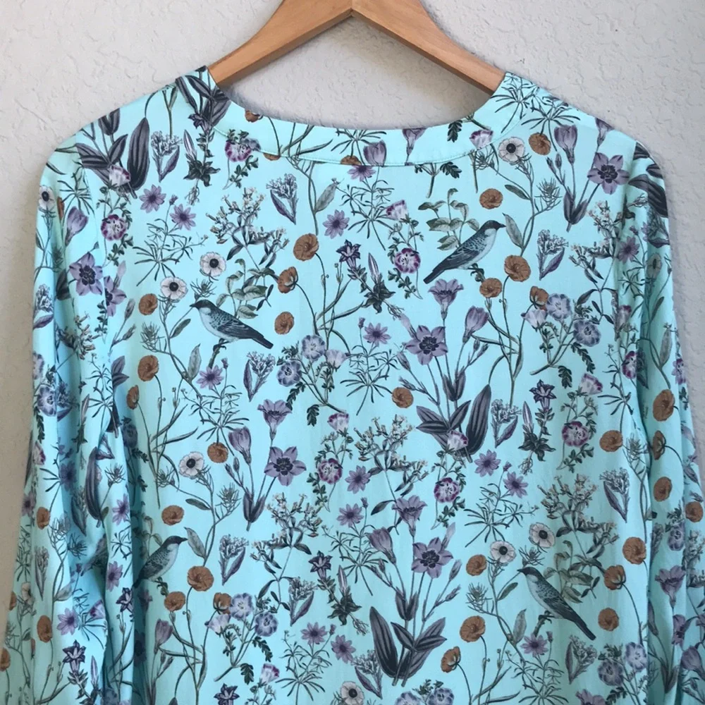 J Jill Floral Bird Print Women's Top - Picture 11 of 16
